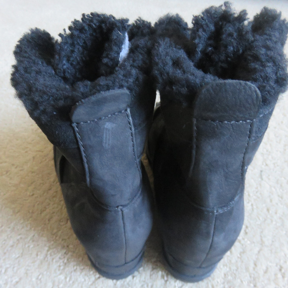 New Sorel Wedge Boots 2 tone Black Shearling 7 38 - Picture 3 of 8